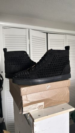 Christian Louboutin Spike Sock 30 High-Top Sneakers (Black/Black Matte)