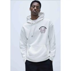 Zara white hoodie mens hot sale