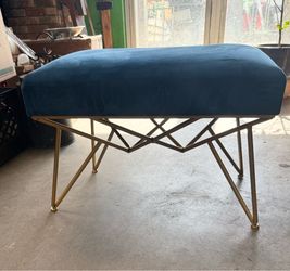 Blue Velvet Upholstered Bench