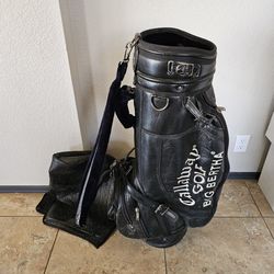 Vintage Callaway Golf Big Bertha Leather Cart Staff Bag Black White With Cover