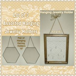 LOT OF 3 ASSORTED HANGING JEWELRY HOLDERS (READ)
