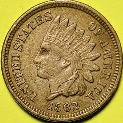 1862 U.S. INDIAN HEAD PENNY CENT 1c COIN (XF-Extra Fine)