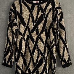 Vintage Sheridan Square Long Sleeve Women's Black Gold Sparkly Sweater Sz Small