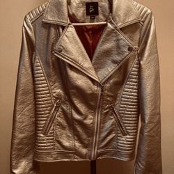 Never Worn Girls Size XL Pink Rose Metallic Motorcycle Jacket 