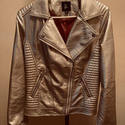 Never Worn Girls Size XL Pink Rose Metallic Motorcycle Jacket 