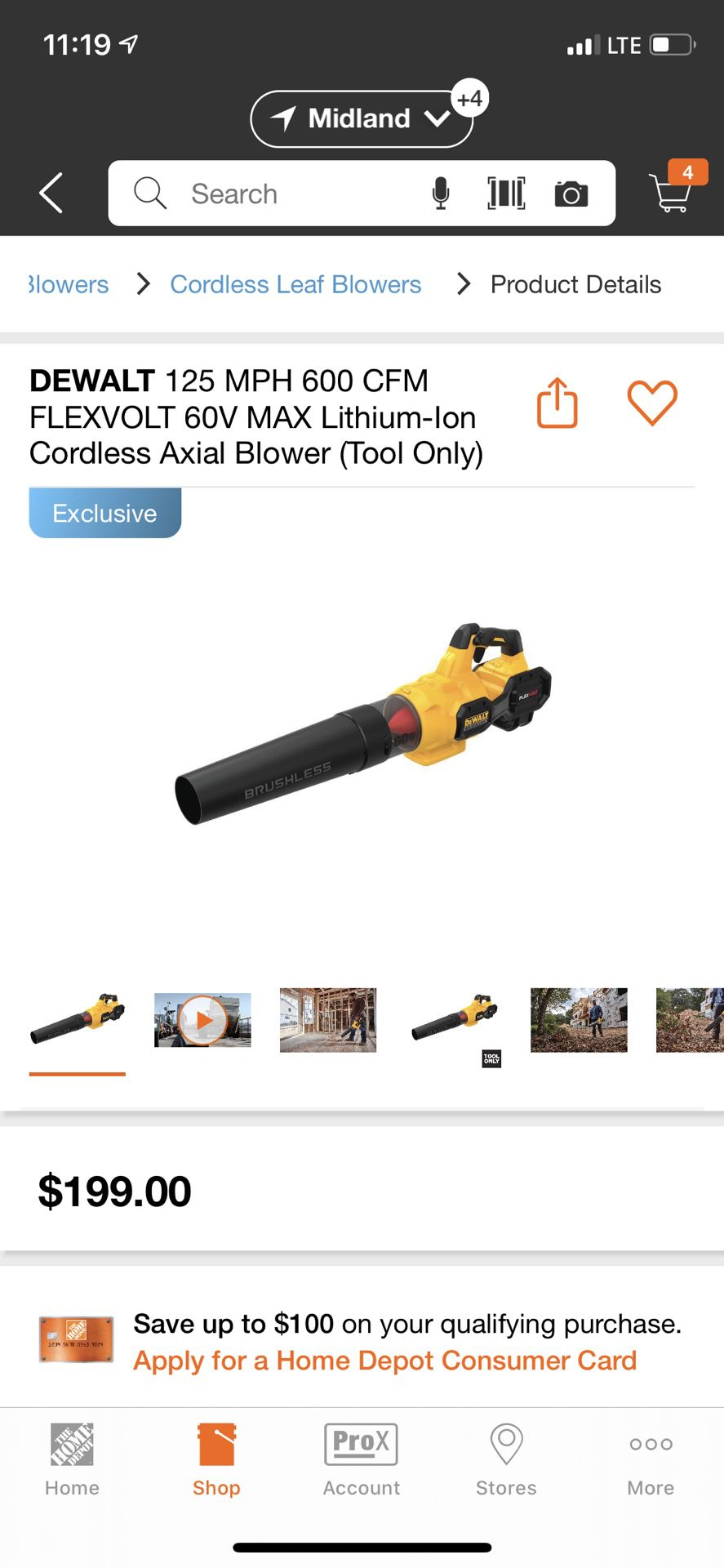 Dewalt 60v Max FLEXVOLT leaf blower (tool only)