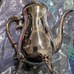 Vintage Leonard Silver Plated Coffee Tea Pot 10” Inch Tall Footed Floral Engraved (Unique Antique!)