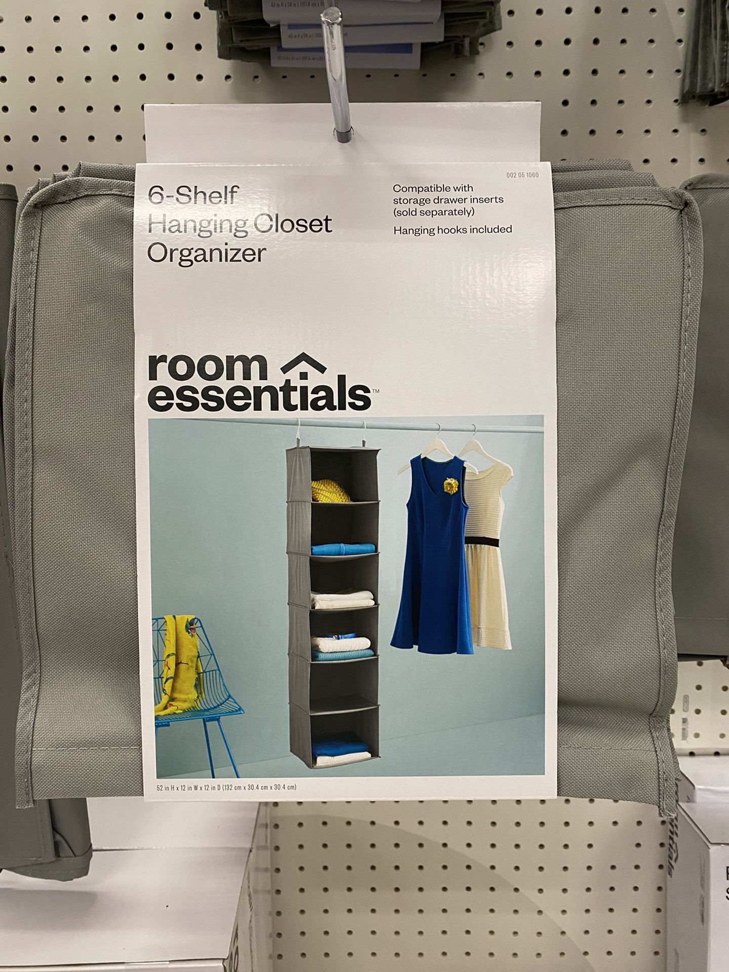 6 shelf hanging closet organizer -Grey
