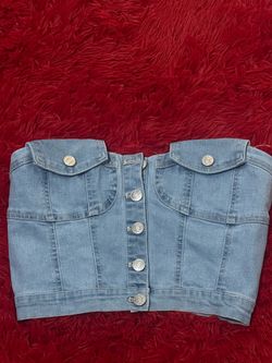 Denim Strapless Crop Top