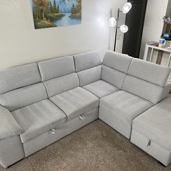 Dante 104" 3 Piece Convertible Sleeper Sectional with Right Arm Facing Storage Chaise