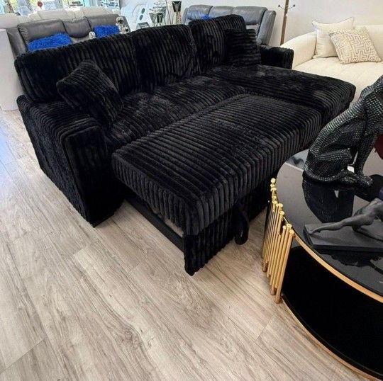 Sleeping Sectional Sofa Black Storage Sleeper Pull Out Bed Sofa