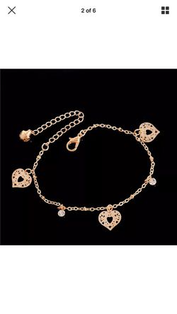 Gold Heart within Heart Anklet