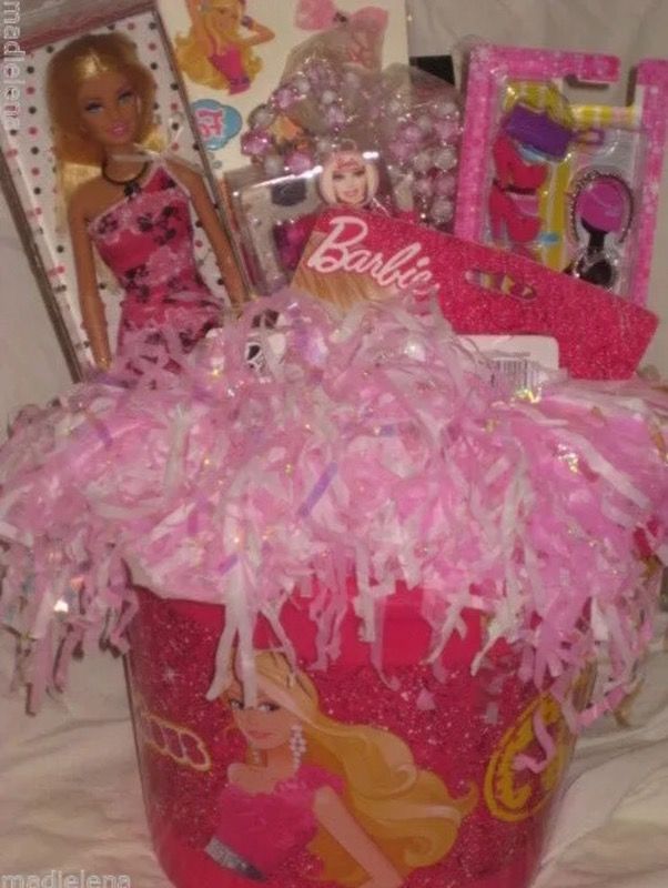 Barbie Gift Bucket 12" doll book cloths ear buds