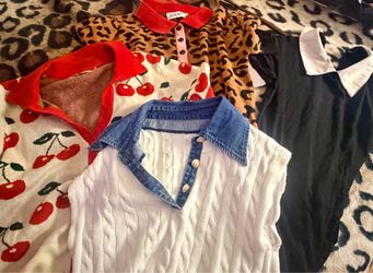 Women’s Retro Knit Top Bundle – 4 Cute Statement Tops
