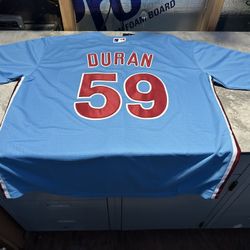 NWT Nike Philadelphia Phillies Powder Blue Jhoan Duran Jersey Size XXL 2XL