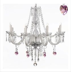 Pink Heart Crystal Chandelier 