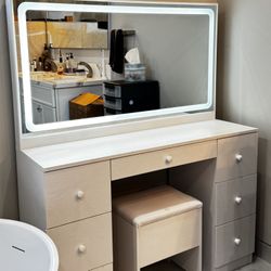 LED Vanity With Storage Bench