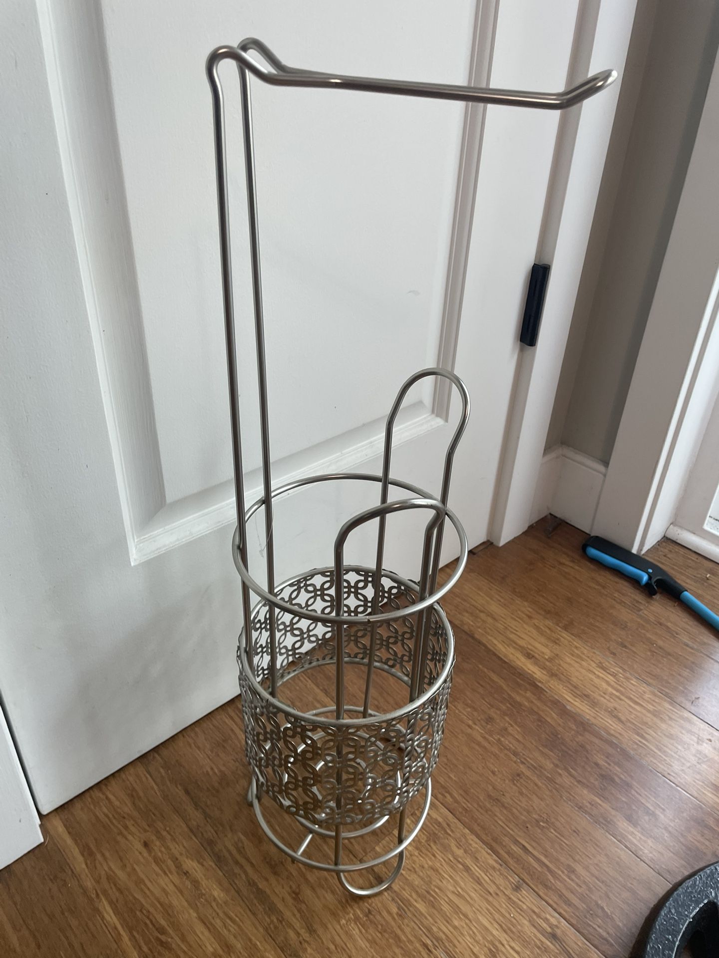 Home Basics Silver Freestanding Pivot Toilet Paper Holder with Storage