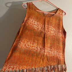 100% Cotton Beach Fringed Top Blouse 
