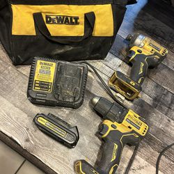 Dewalt Impact, Drill, Battery, Charger, And Bag 