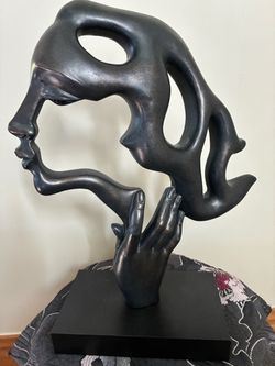 PORTRAIT OF VISION Signed Austin Productions De César Artist 1995 Surrealist Sculpture   Abstract Face and Hand Sculpture
