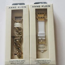 Anne Klein Bryant Collection 42-45mm Gold/White Apple Watch Band Set