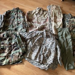 Camo Military Lot Of Clothing Pants Jacket Shirts 35 Pieces