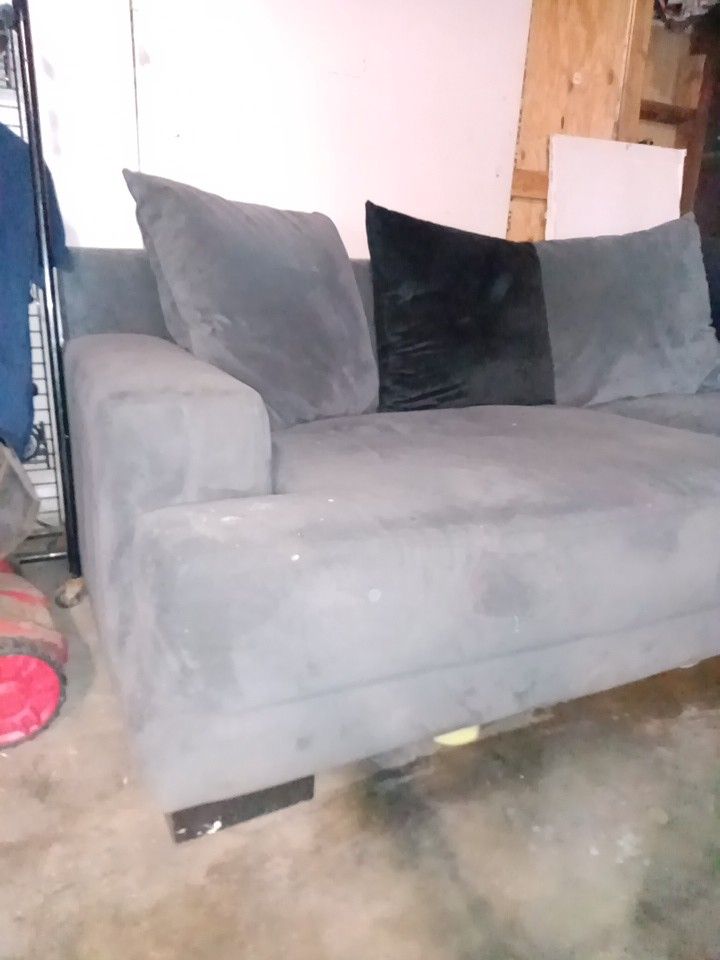 Gray And Black Sectional Slightly Used