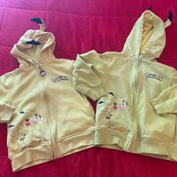 2 Pokemon Youth Size Small (6/7) Zippered Hoodie