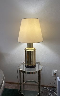 Vintage Hollywood Regency Chinoiserie Brass Lamp Mid century Modern