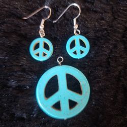 Turquoise Peace Sign Earring & Pendant