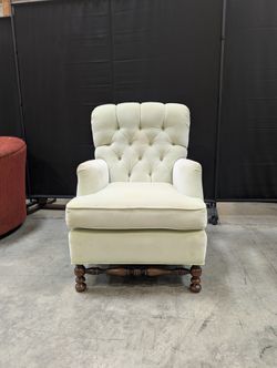 Classic Button-Tufted Mint Green Upholstered Armchair