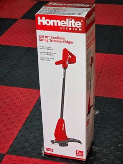Brand New HOMELITE 12V Lithium 10 in. Cordless String Trimmer/Edger with Internal 2.5 Ah Battery and Charger