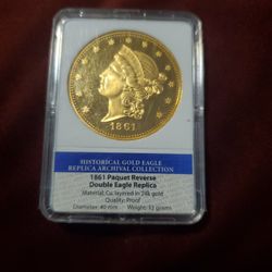 1861 Liberty Head Double Eagle gold coin. 