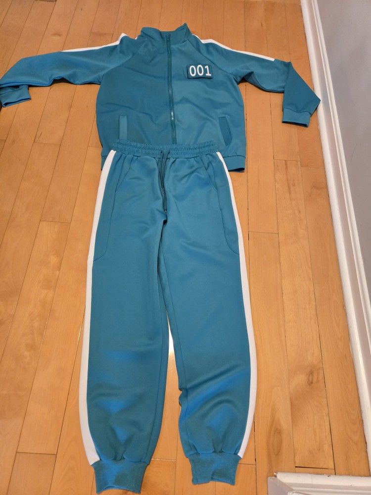 (Price Down) Squid Game Player 001/456 Costume, Tracksuit Adult Size Large Faux Zipper Costume Tracksuit