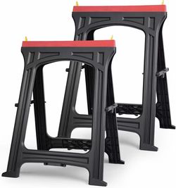 Saw Horses 2 Pack, Folding Plastic Sawhorse, 700 LBS/Pair Capacity, 2.3" Folded for Easy Carry & Storage$ 15