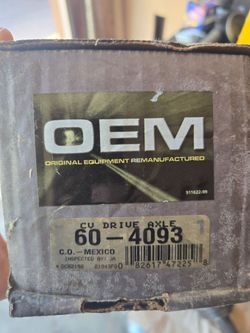 Cardone Reman CV Drive axle part# 60-4093 (1990–1993 Honda Accord )