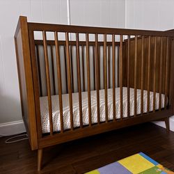 West Elm / Pottery Barn Kids Mid-Century Crib (Acorn) + Moonlight Slumber Mattress — $300