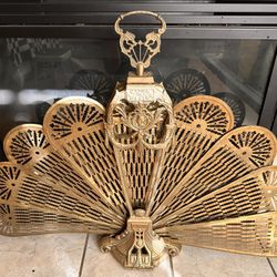 Antique Victorian Brass Fireplace Fan 