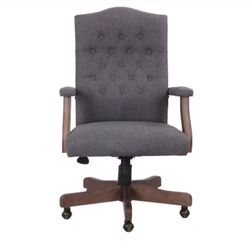 BOSS Office Products Slate Gray Fabric Executive Chair Driftwood Finish, Button Tufted Cushion Styling