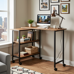 Homy Casa JOES Vintage Brown Rolling Kitchen Cart with Storage Shelves for Kitchen, Dining Room & Home Office Open Box