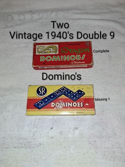 2 Vintage Double 9 Dominoes Sets Both For 1 Price (SR Is Missing 1 Domino, Dragon Is Complete)