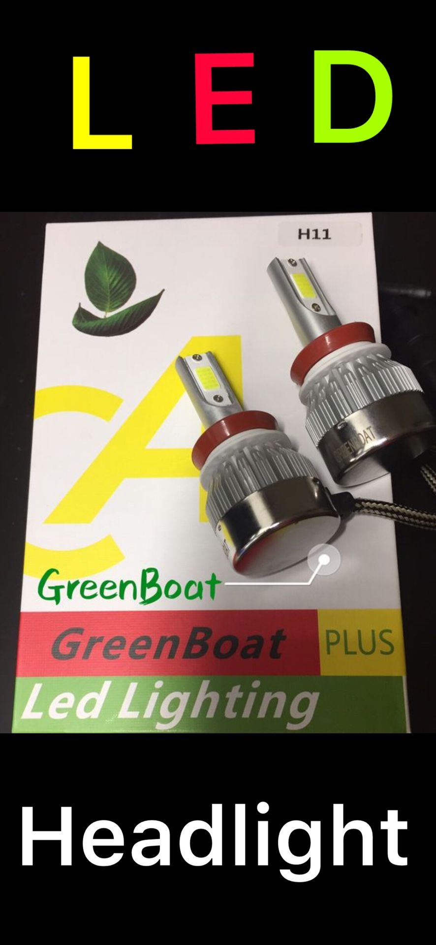 H11 H9 H8 LED Headlight Bulb Kit Low Beam Fog Light 60W 6000K 7600LM US brand#GreenBoat