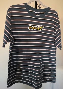 Monet Striped Graphic T-Shirt Size Large