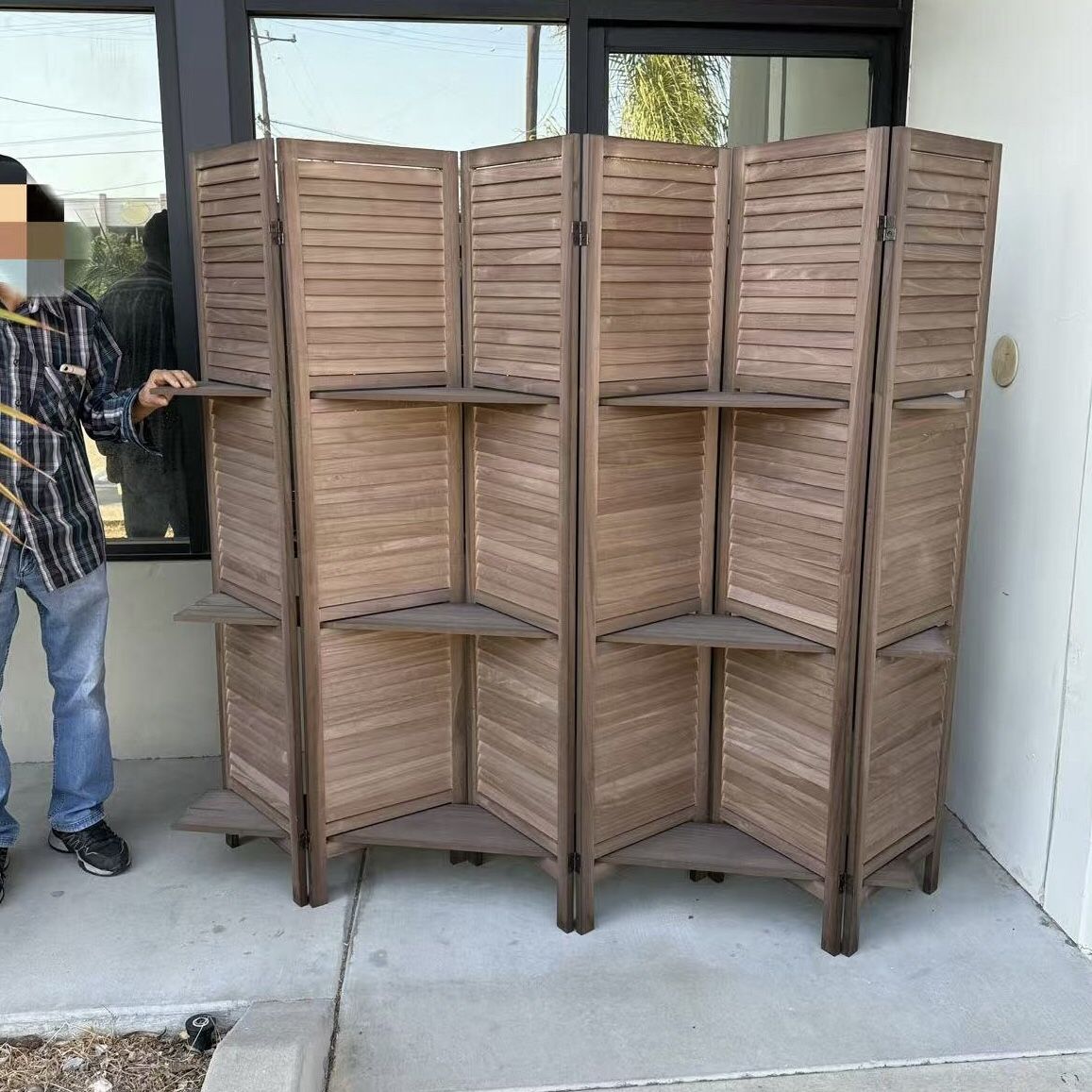 New In Box 6 Panel 67x16 Inches Each Panel Wooden Privacy Wall Home Decor Office Dorm Separation Freestanding Room Divider