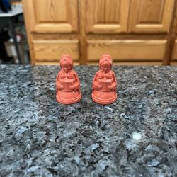 Vintage Victoria Mini Plastic Christmas Carolers pair of Salt and Pepper Shakers. Size approximately 2 inches tall.  Preowned.  