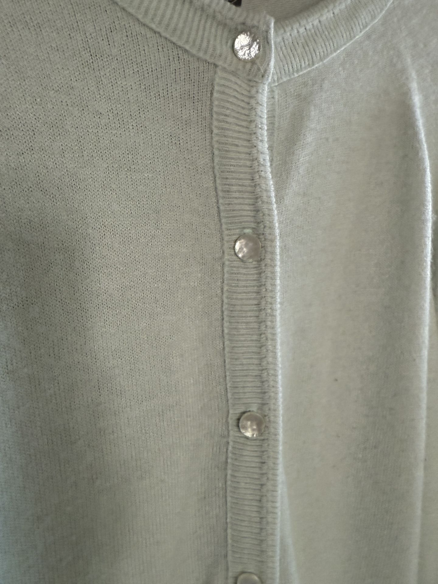 Designers Originals Luxelon Acrylic Sea Foam Green Grandma Cardigan Size Medium