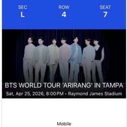 2 BTS FLOOR TICKETS, ROW 4, Sect L, TAMPA, SATURDAY 4/25, VIP SOUNDCHECK
