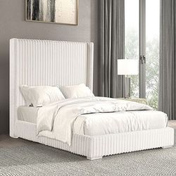 Brand New Elegant Chenille Lined Design Queen Bed Frame 