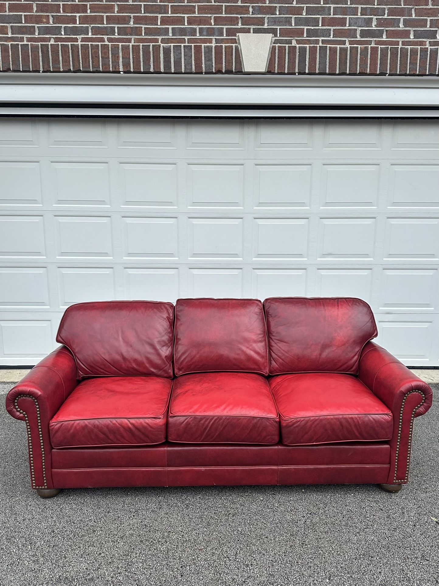 King Hickory Red Leather Sofa